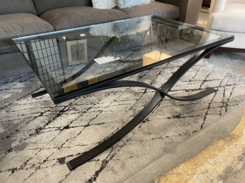 Contemporary Black Curved Leg Glass Top Coffee Table