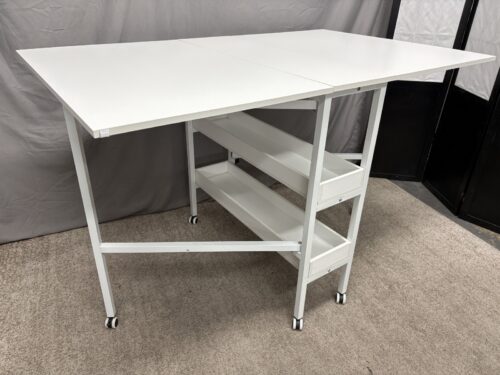 White Folding Rectangular Craft/Dining Table w/ Center Storage