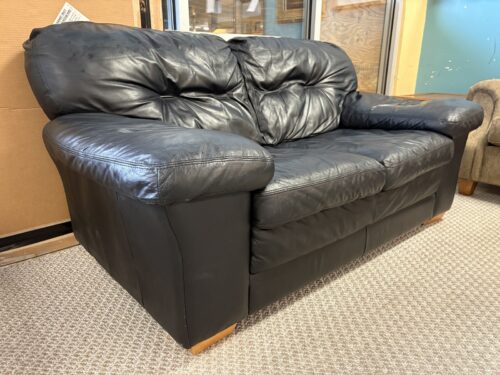 Black Tufted Wide Arm Loveseat
