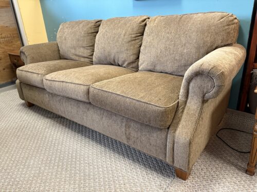 FLEXSTEEL Brown Roll Arm 3-Seat Sofa