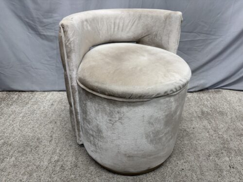 Grey Velvet Tufted Back Swivel Storage Stool