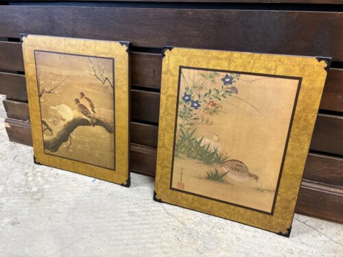 Japanese Kacho-Ga Paintings on Wooden Boards (Set of 2)