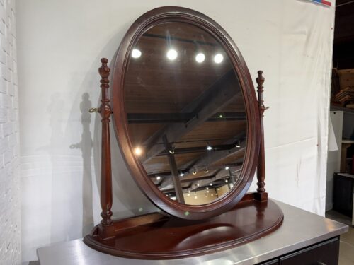 Rich Brown Oval Mirror Vanity Topper