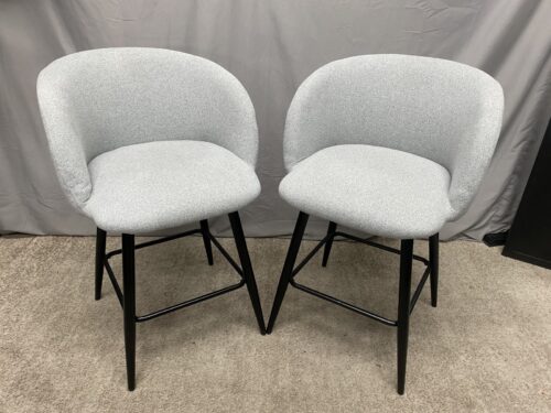 Light Grey Fabric Barrelback Counter Stool (Set of 2)