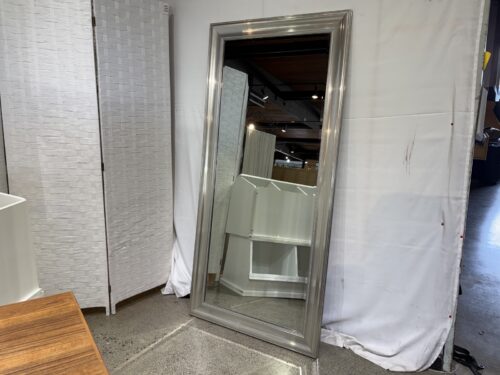 Large Silver Bead Trim Floor Mirror