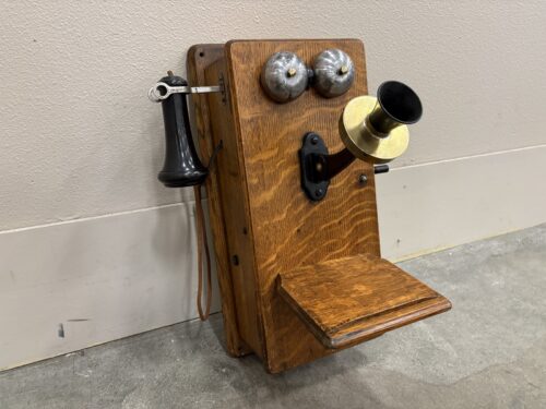STROMBERG-CARLSON Antique 1930s Solid Oak Encasement Plain Front Wall Telephone