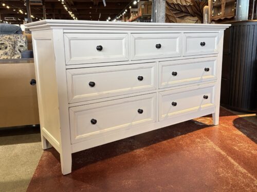 White 6-Drawer Dresser w/ Black Knobs