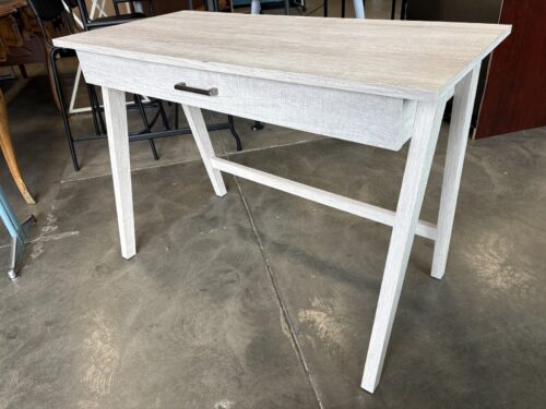 White Oak Finished Single Drawer Study Desk with Aged Silver Pull