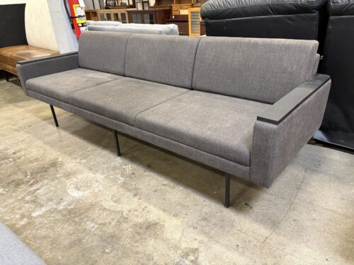 KIMBALL Whittaker Modern Dark Grey 3 Seat Sofa with Sleek Black Arm Caps and Legs
