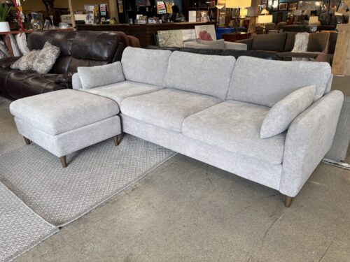 MCM Style Light Grey Track Arm 3-Seat Sofa w/ Movable Lounger