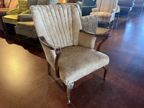 Vintage Queen Anne Style Channel Back Armchair