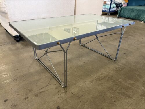 NIELS GAMMELGAARD FOR IKEA Vintage 80's Idustrial Style Moment Coffee Table with Metal Base and Frosted Glass Top