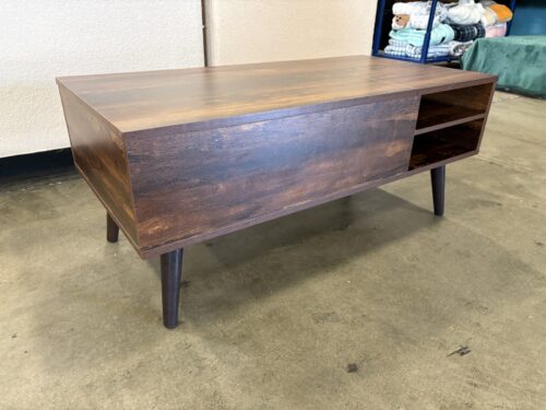 MCM Style Wooden Lift Top Coffee Table with Storage Shelf