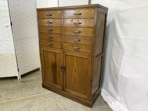 Vintage Oak Multi Drawer Collectors Storage Cabinet