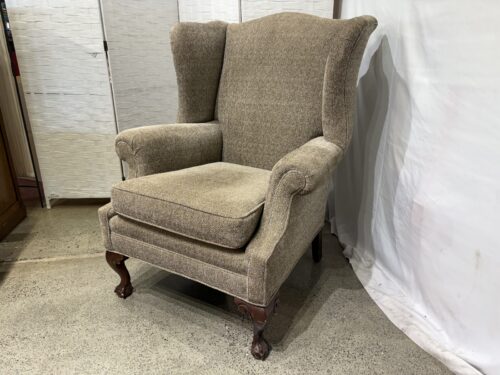 Sturdy Traditional Chippendale Style Wingback Armchair