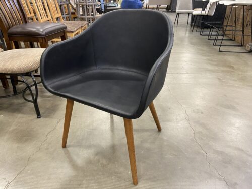 FRED SEGAL FOR CB2 Venice Studio Black Task Chair with MCM Inspired Wooden Legs
