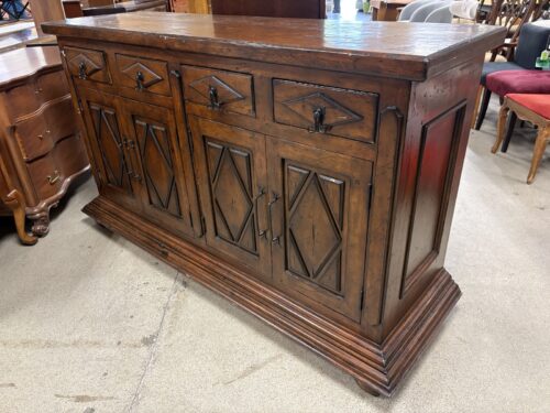 Rustic Traditional Wood Diamond Molded Door Sideboard