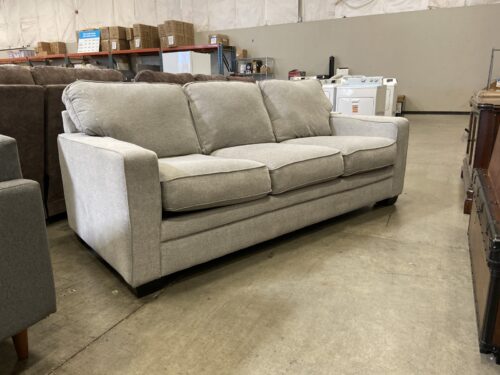 LAZY BOY Meyer Sofa in Light Grey Upholstery with Square Track Arms