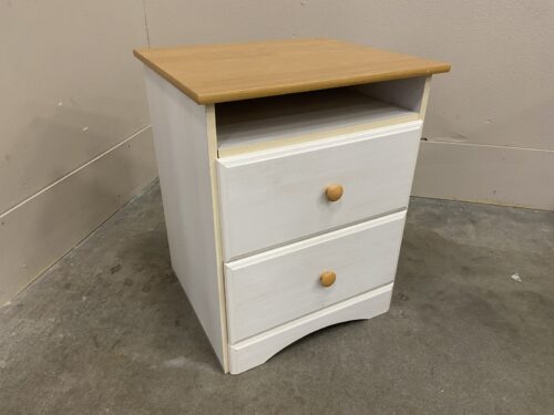 PERDUE Tow Town Farmhouse Style 2 Drawer Dresser with Wooden Knob Pulls