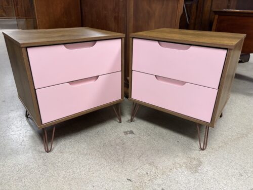 MCM Style Rose Pink 2-Drawer Nightstands (Set of 2)