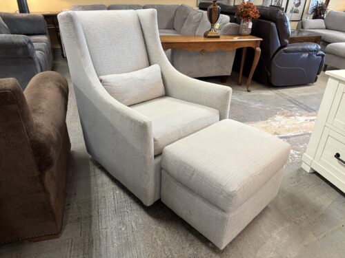 WILLIAMS SONOMA Sutter Street Light Grey Rocking Armchair w/ Rocking Ottoman
