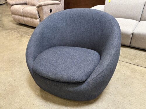 WEST ELM Denim Blue Round Back Cozy Swivel Chair