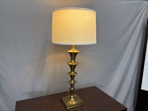 Vintage Scandinavian Inspired Stacked Brass Table Lamp