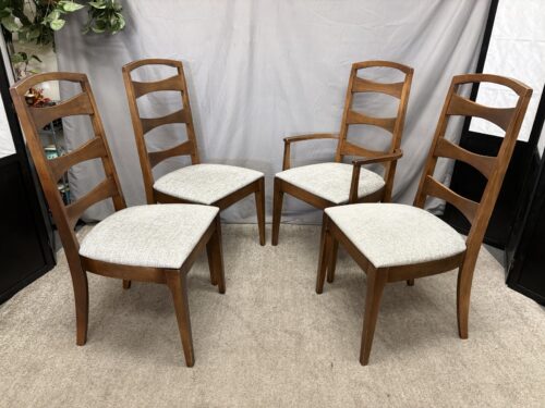 Modern Grey Upholstered Wooden Dining Chairs (Set of 4)