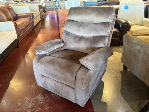 Taupe Plush Velvet 360 Swivel Rocking Recliner