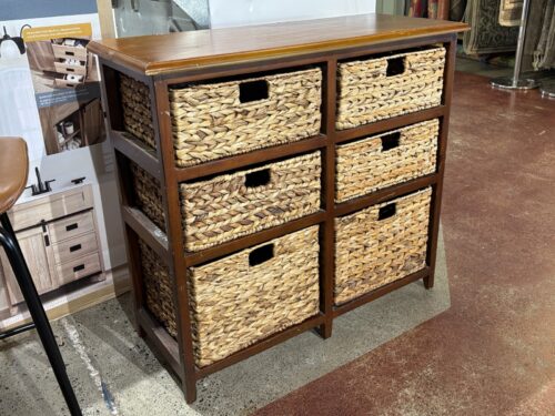 6-Drawer Woven Basket Storage Cabinet