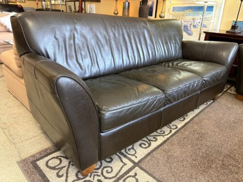 NATUZZI Dark Brown Leather 3-Seat Sofa