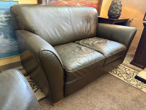 NATUZZI Dark Brown Leather Loveseat