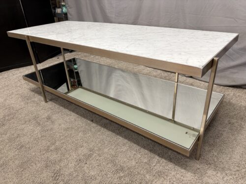 WEST ELM Avery White Marble & Mirrored 2-Tier Open Cofffee Table