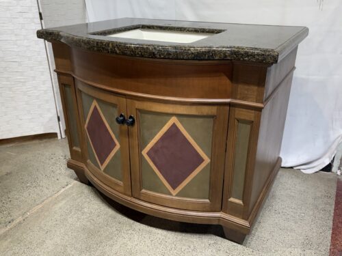 Freestanding Curved-Front Bathroom Vanity w/ Granite Countertop