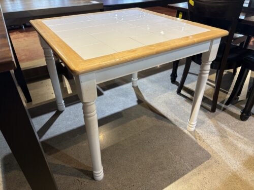 White & Blonde Tile Top Kitchen Table