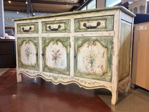 HABERSHAM Unique Hand-Painted French Country Floral Sideboard