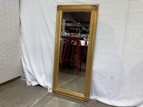 Ornate Gold Wood Frame Wall Mirror w/ Beveled Edge