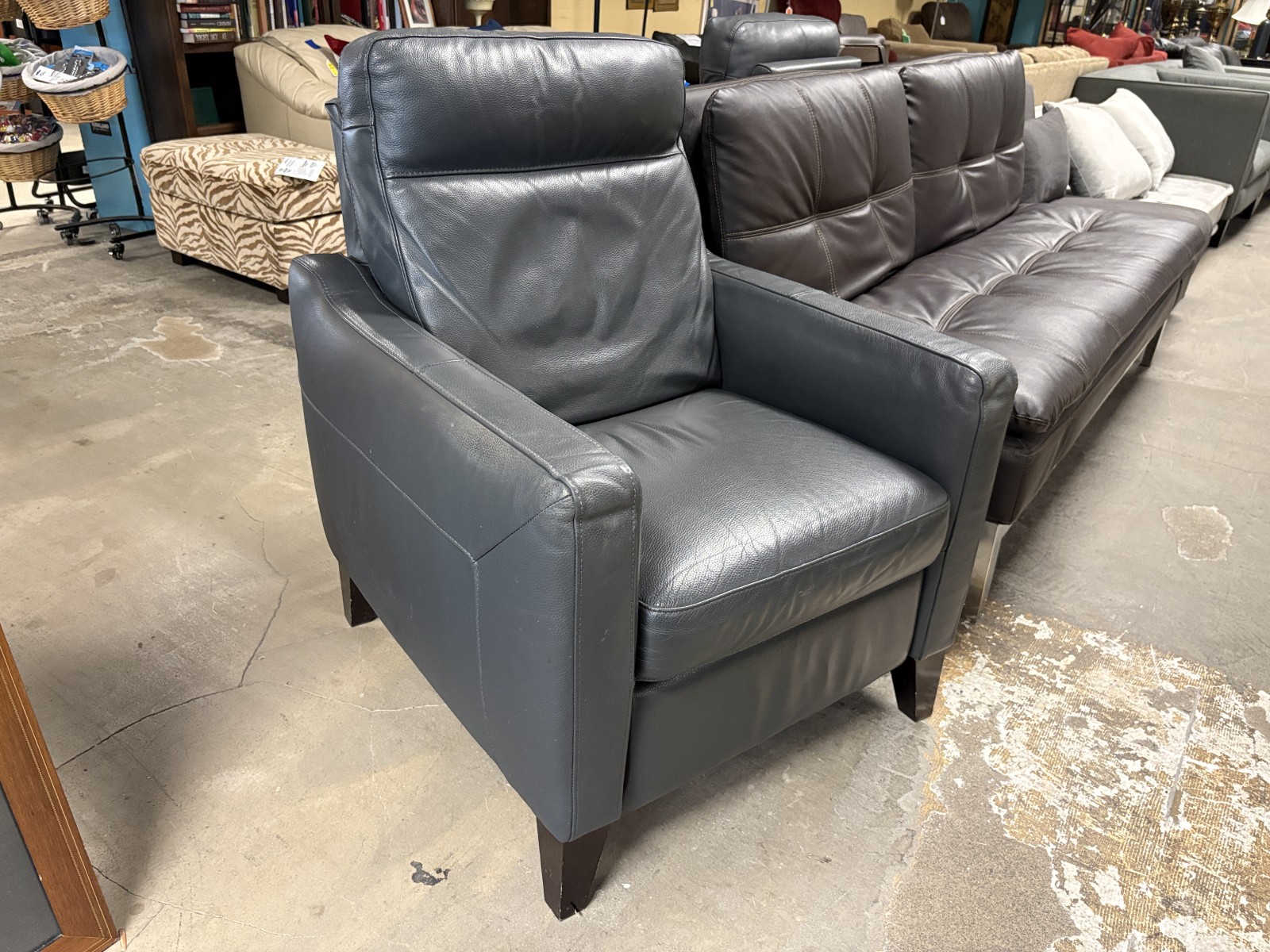 Navy Blue Push Back Reclining Armchair