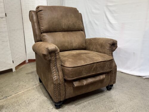 Brown Lowkey Recliner Armchair w/ Stud Trim