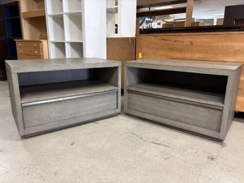 RESTORATION HARDWARE Benzier Open Wide Nightstands in Grey Oak