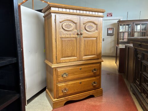 STANLEY Wheat Motif Armoire w/ Wood Hardware