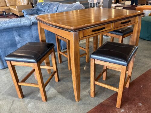 ASHLEY Tall 4-Stool Dining Set w/ Drawer Storage