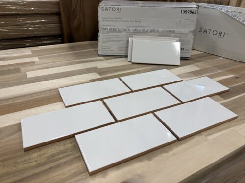 NEW! SATORI Hudson Brilliant White Glossy 3x6 Wall Tile (80ct/8.69 sq ft per box)