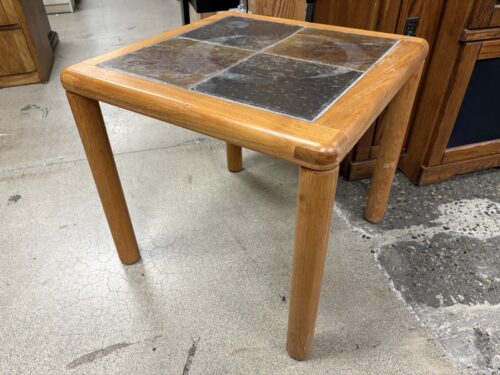 HALSEV Handmade Danish Teak & Slate Square Side Table
