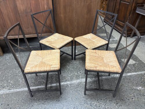 Rattan & Metal Outdoor Dining Chairs (Set of 4)