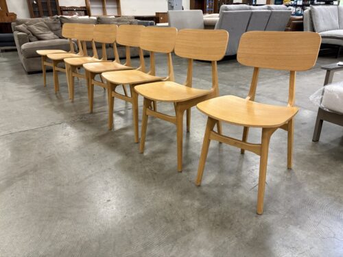 MCM Style Made in Italy Oak Dining Room Chairs (Set of 7)