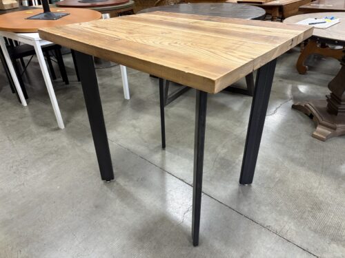 Modern Rustic Wooden Bistro Table with Black Metal Legs