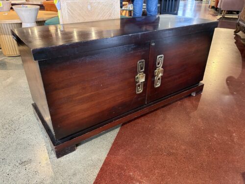 LANE Dark Wood Hope Chest with Brass Geometric Handles
