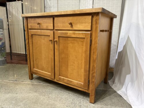 Medium-Tone Wooden Kitchen Island with Butcher Block Top