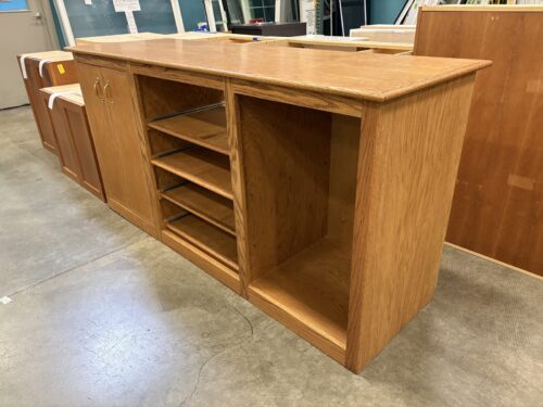 Large Oak Kitchen Cabinet with Sliding Shelves